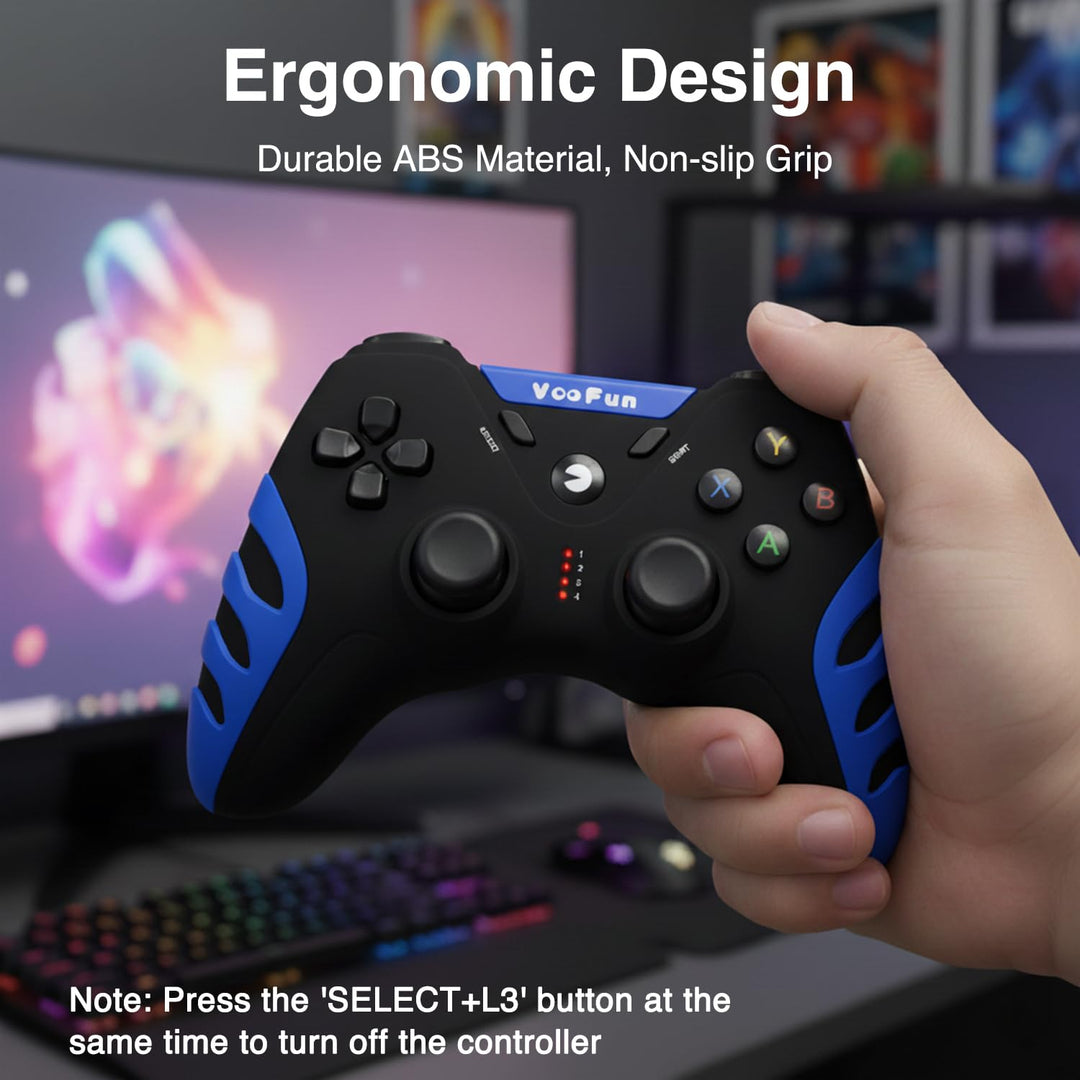 VooFun PC Controller, Wireless PS3 Controller PC Gamepad mit Dual-Vibration, Gaming Controller für P