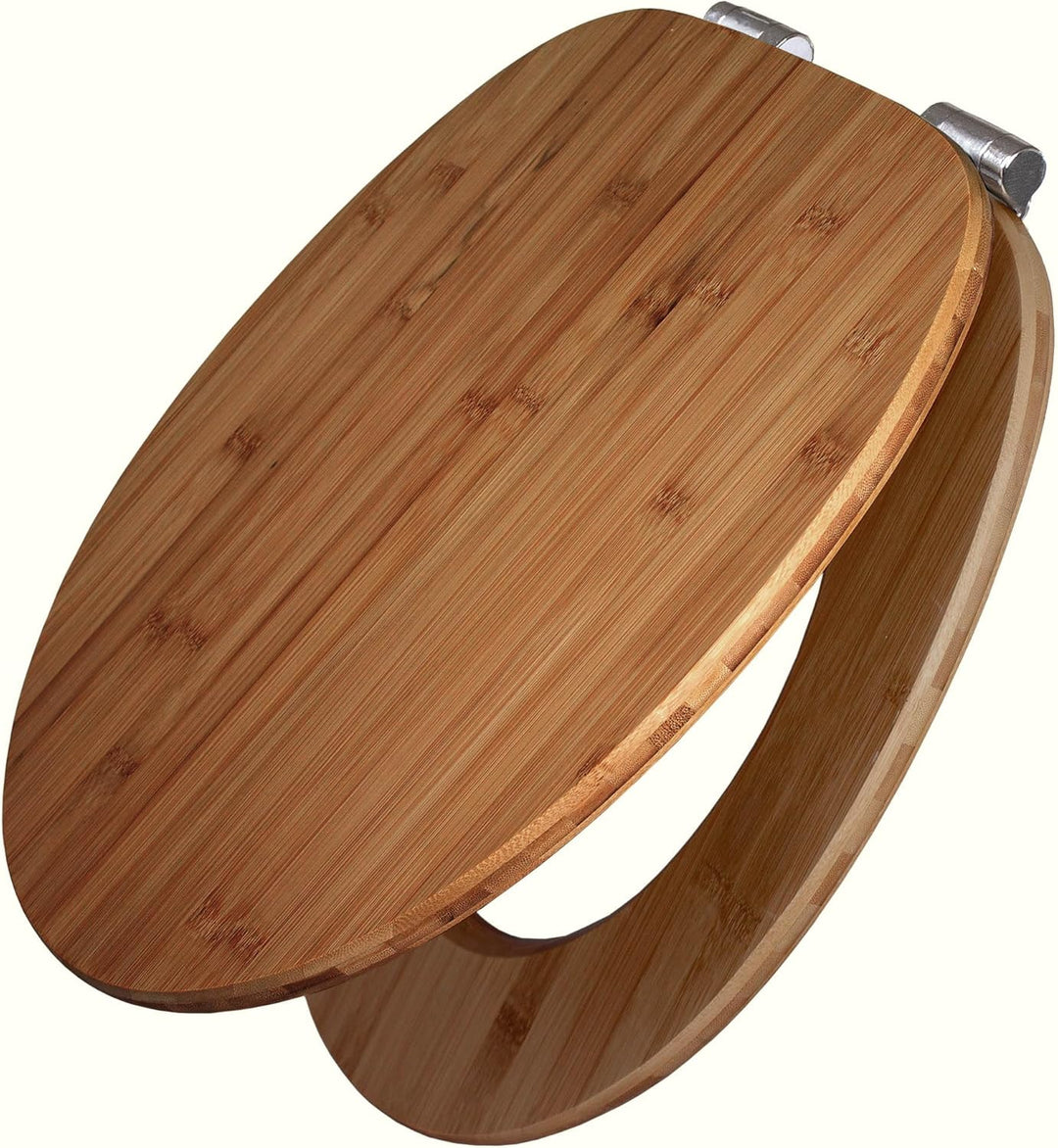 BANJADO Design Toilettensitz aus Bambus, WC-Sitz Holz 45,5x37x5cm, Klodeckel mit Universal Scharnier