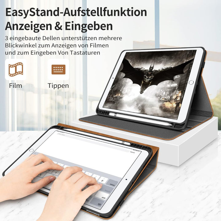 HOLIMET iPad 9 Generation Hülle mit Stifthalter, 2021/2020/2019 iPad 8/7. Generation PU-Leder Case T