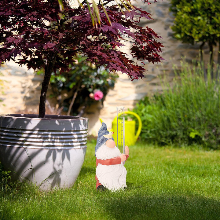 Relaxdays Regenmesser Zwerg, wetterbeständig, analoger Regenanzeiger, H x B x T: 18 x 8,5 x 8 cm, Ga