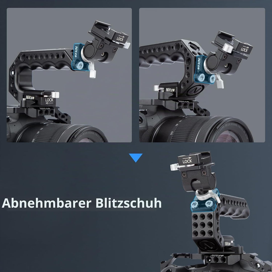Nitze Top Handle Griff, NATO Top Handle mit QR NATO Clamp, NATO Rail und Cold Shoe Adapter für Unive