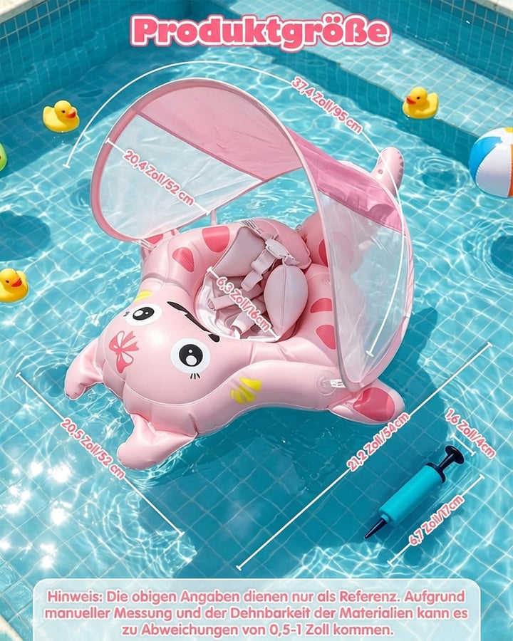 Baby Schwimmring mit UPF50+ Sonnendach Entfernbar, Premium Baby Float, Schwimmhilfe verstellbare Sch