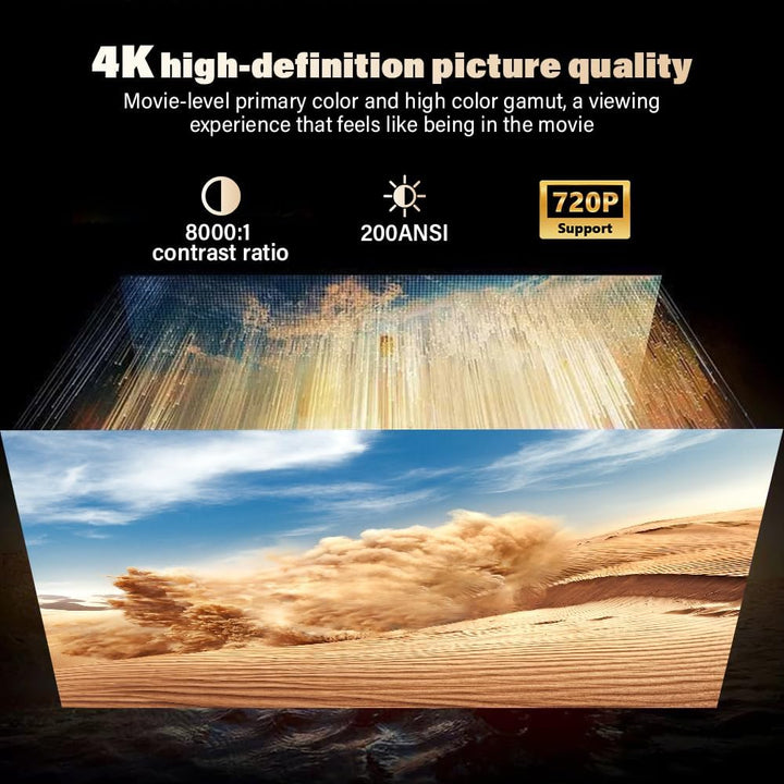 Mini Beamer mit Android 11, 720P HD Projektor, WLAN & Bluetooth, automatische Trapezkorrektur, tragb
