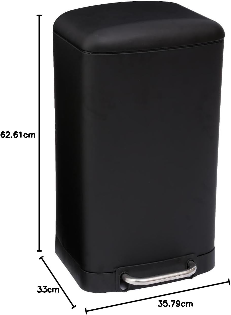 JJA 133684 Abfalleimer Metall schwarz 35 x 32 x 62 cm 30 l, Schwarz