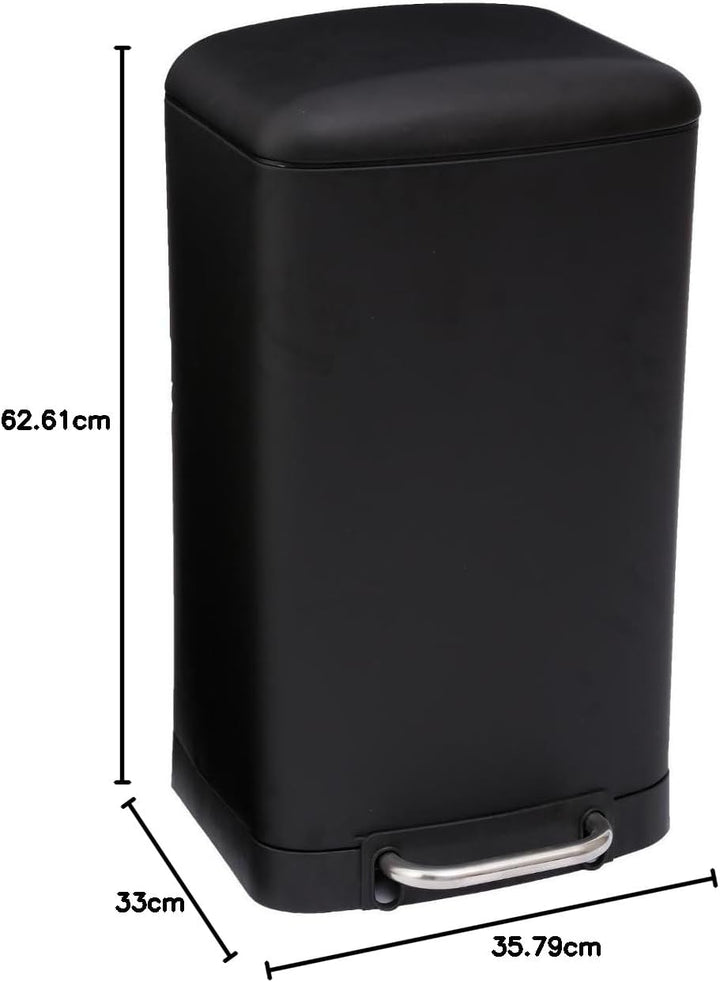 JJA 133684 Abfalleimer Metall schwarz 35 x 32 x 62 cm 30 l, Schwarz