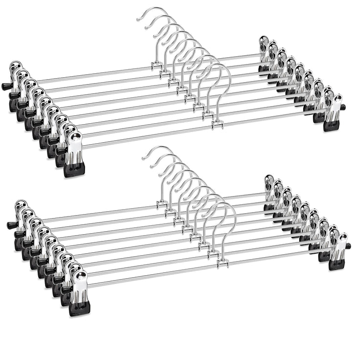 Amber Home 20 Stück 40cm Chrom Eisen Kleiderbügel, Silber Metall Hosenbügel Aufhänger für Hosen Shor