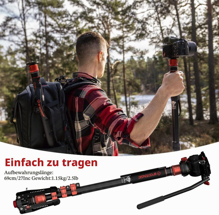IFOOTAGE Cobra 3 C180F-P Kamera-Einbeinstativ aus Kohlefaser,Teleskop-Video-Einbeinstativ,Innovative