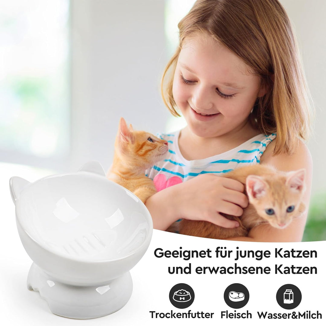 Futternapf Katze,2 Stück Katzennapf Aus Keramik Erhöhter Zervixschutz-Katzennapf Futternapf Katze Er