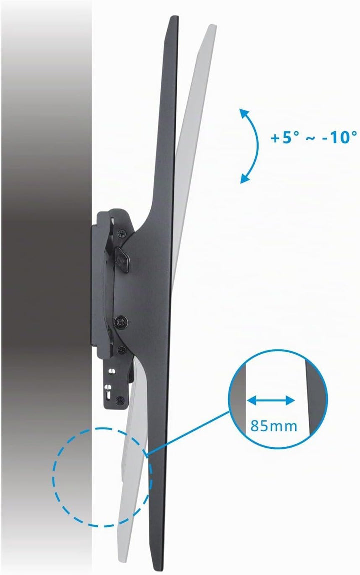 deleyCON Universal TV Wandhalterung 60"-100" Zoll (152-254cm) Neigbar - 75Kg - bis VESA 900x600 - Pl
