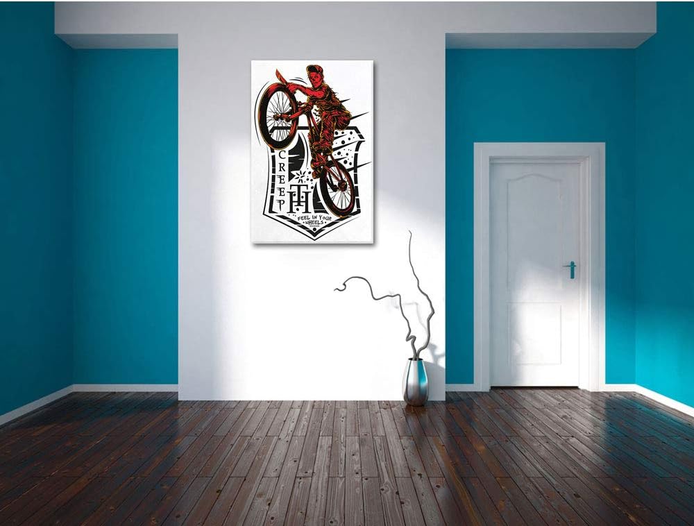 Creepy Biker white Leinwandbild Bild auf Leinwand, XXL riesige Bilder fertig gerahmt mit Keilrahmen,