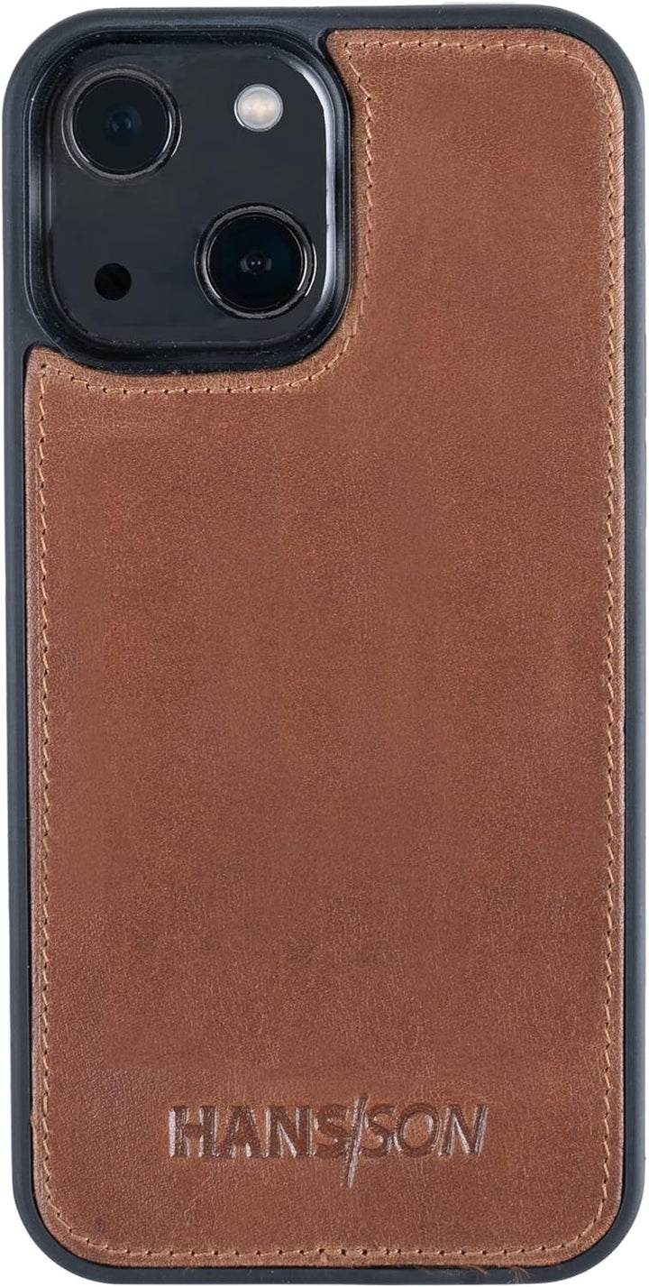 HANS/SON Hülle aus Echtleder | iPhone 13 Ledercase | Stossfest | Dünn | MagSafe | Schutzhülle iPhone