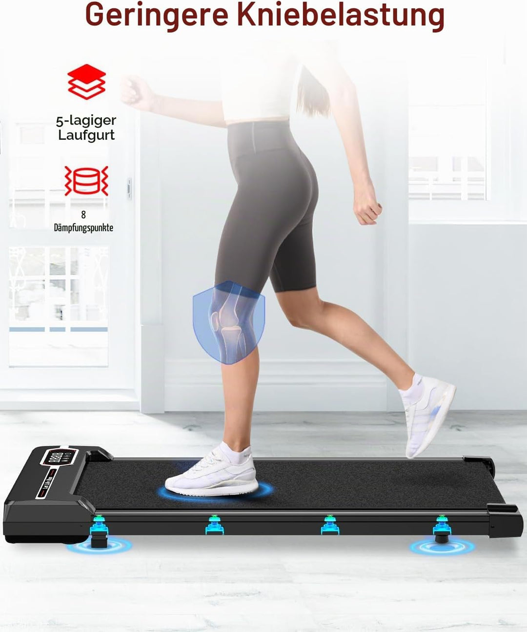 Dskeuzeew Walking Pad 2 in 1 - Laufband für Zuhause Gehband 1-8km/h unter Schreibtisch Elektrisches