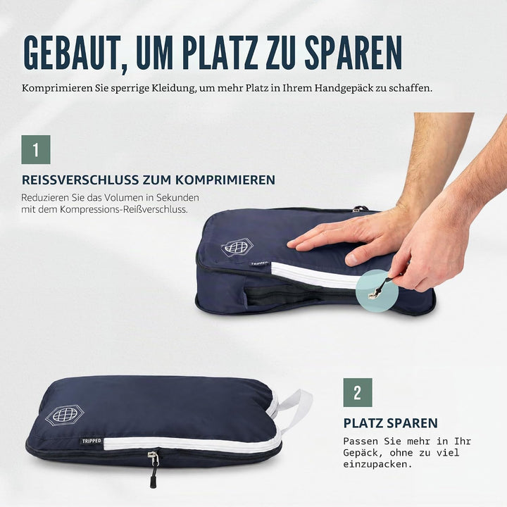 TRIPPED Travel Gear Reise-Kompressions-Packwürfel, Koffer- und Rucksack-Organizer für Kleidung, Mari