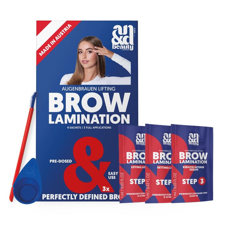 ANDbeauty Brow Lamination Kit – Augenbrauen Lifting Set für zu Hause – 3 Anwendungen, vorportioniert