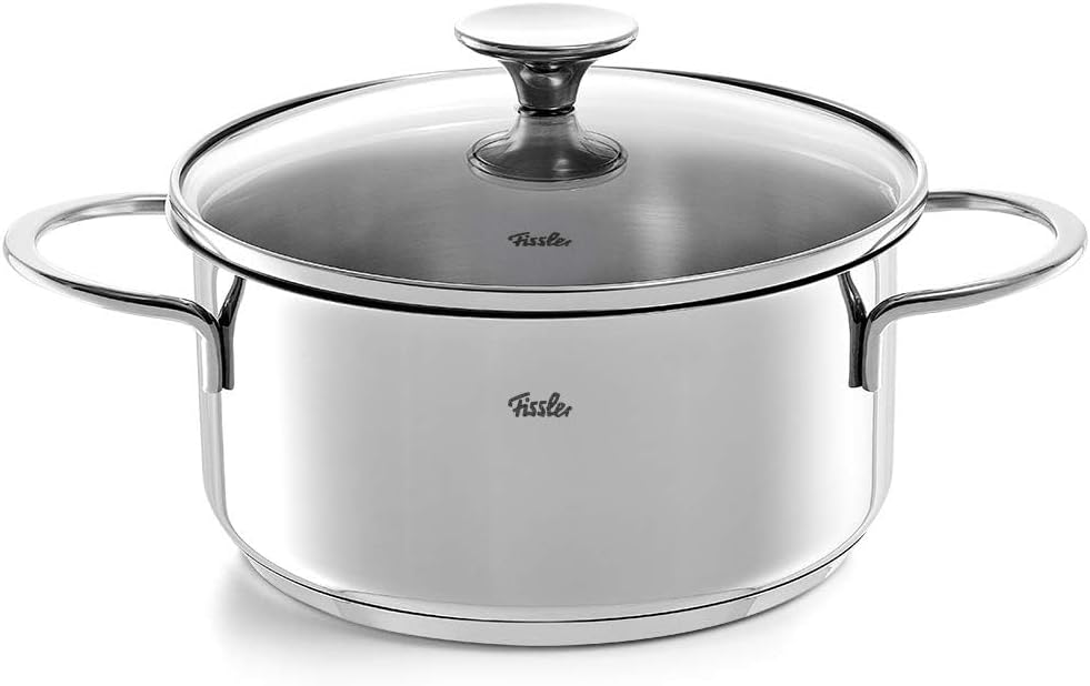 Fissler Copenhagen/Edelstahl-Topfset, 4-teilig, Kochtopf-Set, Töpfe mit Glas-Deckel, 3 Kochtöpfe, 1
