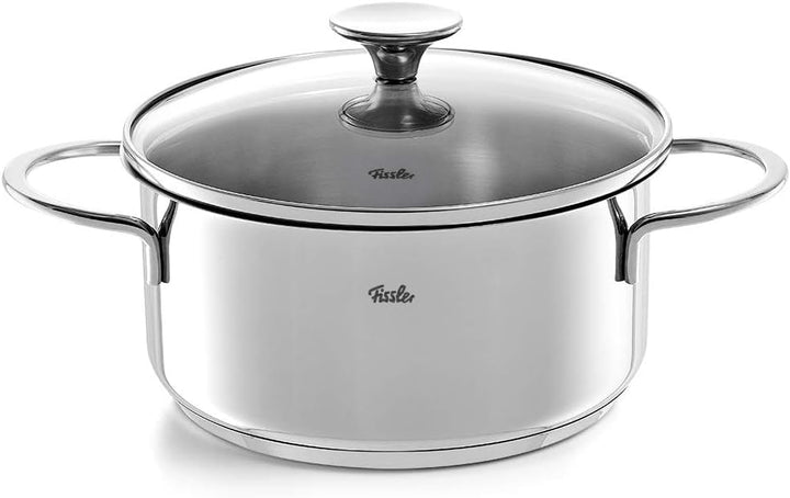 Fissler Copenhagen/Edelstahl-Topfset, 4-teilig, Kochtopf-Set, Töpfe mit Glas-Deckel, 3 Kochtöpfe, 1