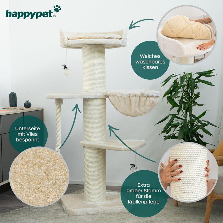 HAPPYPET Premium Kratzbaum Grosse Katzen Stabil 'Cooper' – 150 cm Grosser Katzenbaum, Kletterbaum fü