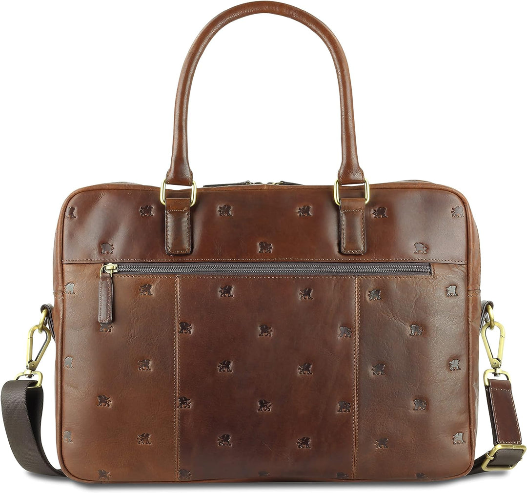 mano Don Leon Leder Businesstasche Gross für Herren mit 13" Laptopfach, Arbeitstasche Aktentasche Gr