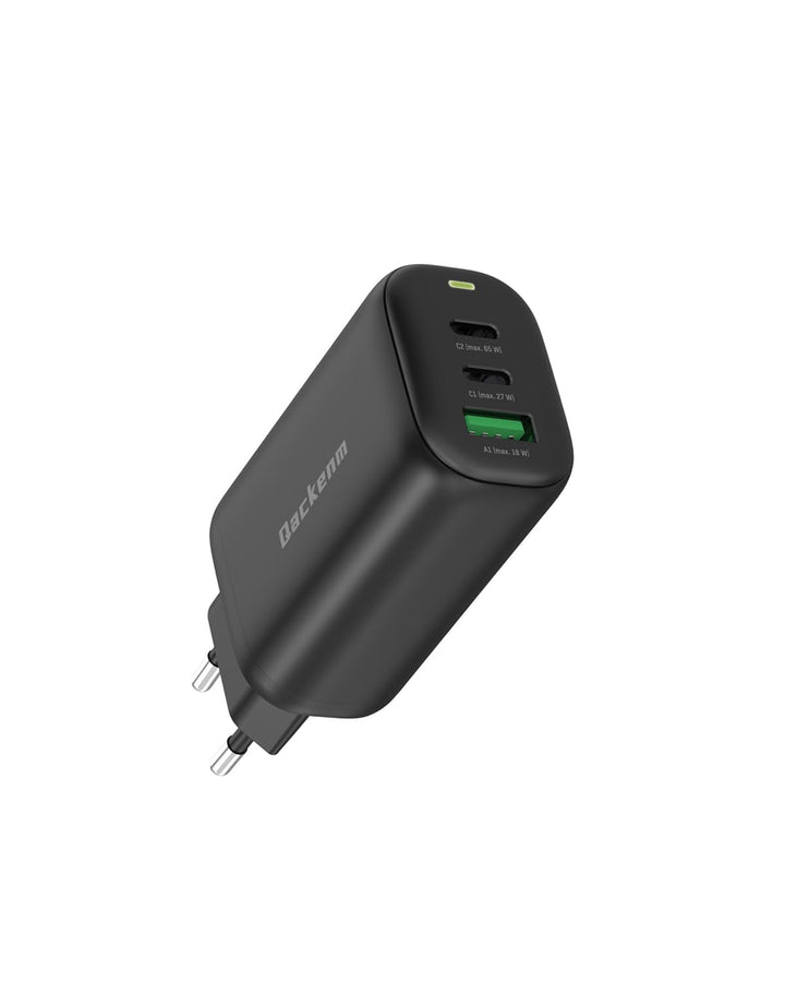 Qackenm GaN USB C Ladegerät 65W, 3-Port USB C Netzteil, PPS Schnellladegerät für MacBook Pro/Air, iP