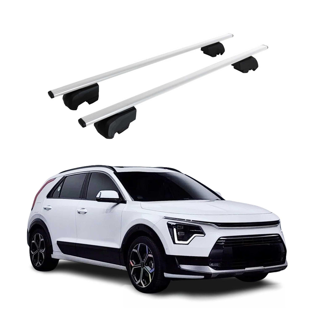 Dachträger Gepäckträger kompatibel mit Kia Niro 2022-2023 Grundträger TÜV ABE Alu Silber, Silber