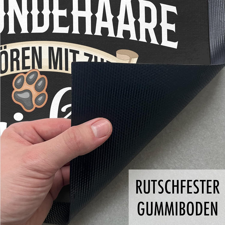 Trendation - Fussmatte mit Spruch Hunde Haare Gehören Zur Einrichtung Hundebesitzer Geschenkidee 60x