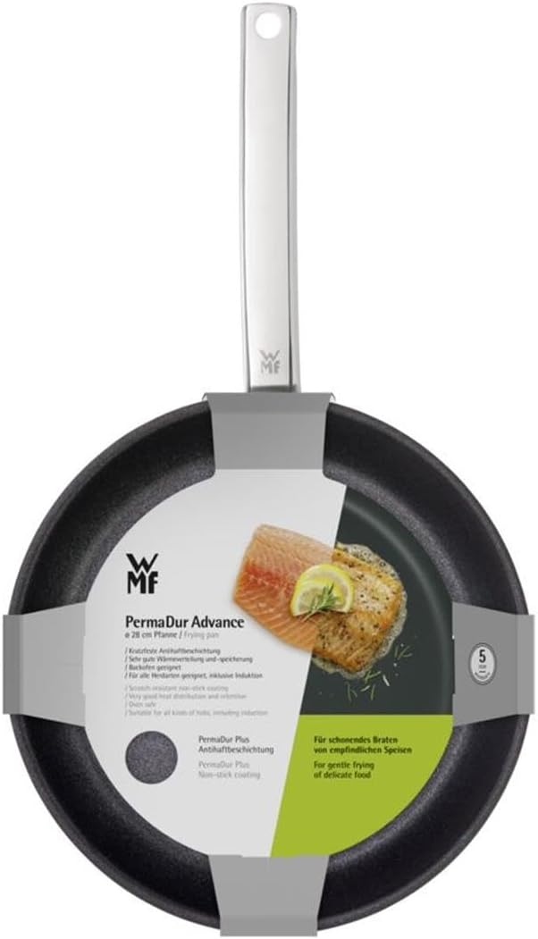WMF Permadur Advance Bratpfanne Induktion 28 cm, Edelstahlpfanne, Cromargan Edelstahl beschichtet, b