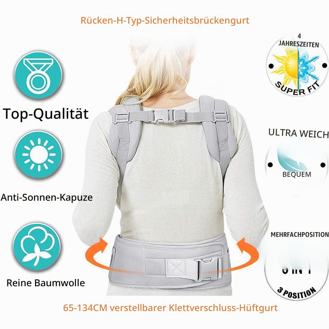 Viedouce Babytrage Ergonomische/Reine Baumwolle Leicht und atmungsaktiv/Multiposition:Dorsal und Ven