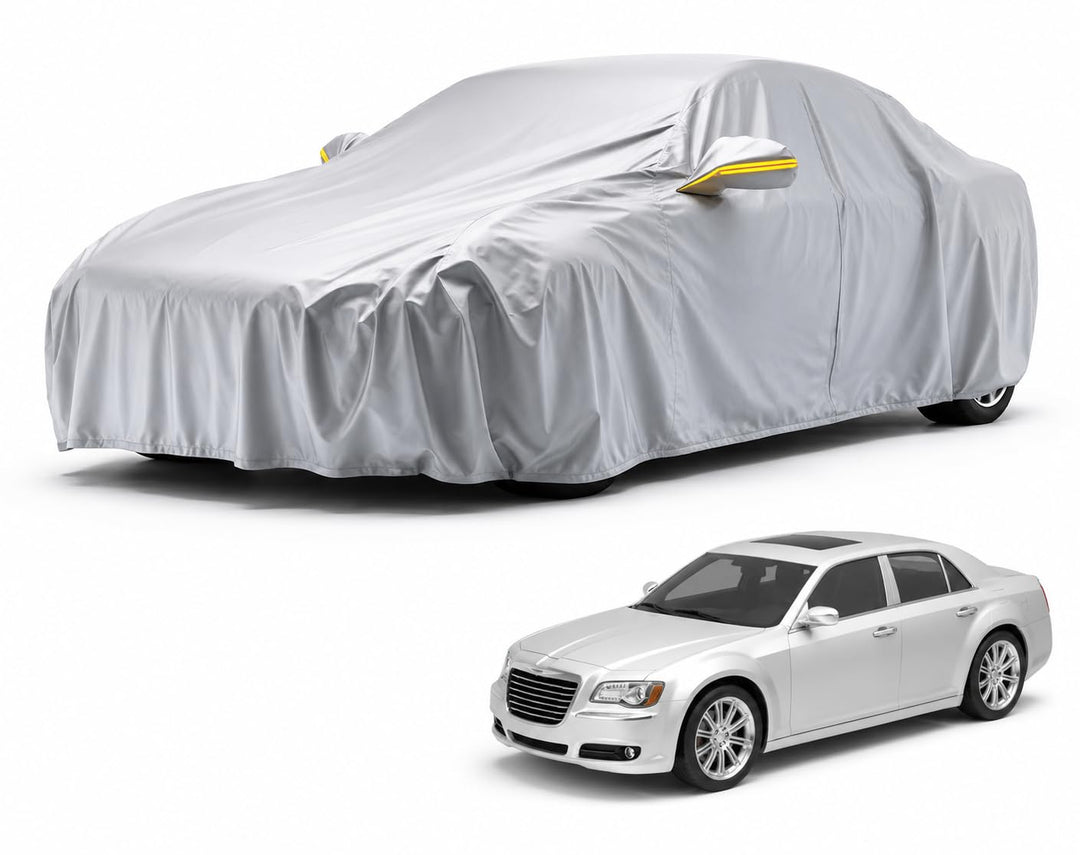 autogadget® 1x Autoschutzhülle Auto Abdeckung Autozubehör - Car Cover - Autoplane Silber Hülle Plane