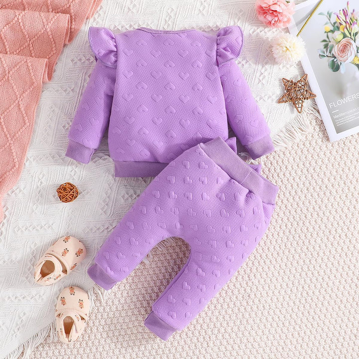 Yaopelky Kleinkind Baby Mädchen Outfits Langarm Sweatshirt Top Hose mit Fliege Kleinkind Herbst Wint
