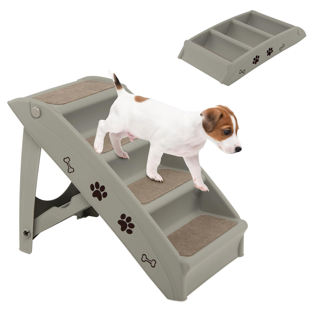 SOARS Haustiertreppe faltbar, 4-stufige Hundetreppe Katzentreppe mit Filz Matte, Tiertreppe für Katz