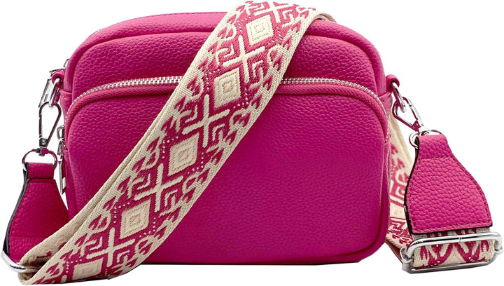 stylx Crossbody Bag Damen Leder Breiter Gurt Handtasche Umhängetasche Moderne Taschen mit breitem Sc