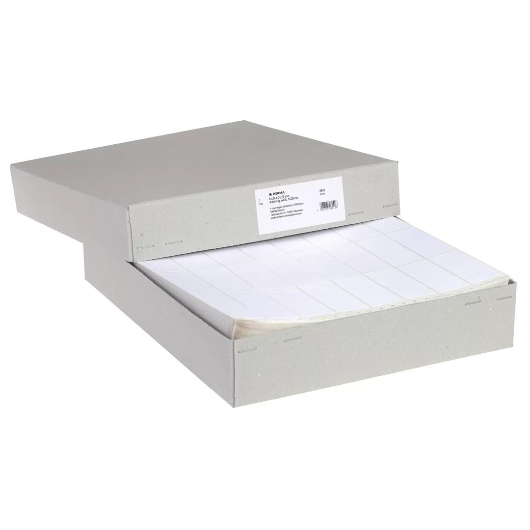 HERMA 8242 Computeretiketten endlos, 81,28 x 35,7 mm, 4-bahnig, 16000 Aufkleber, selbstklebend, Endl