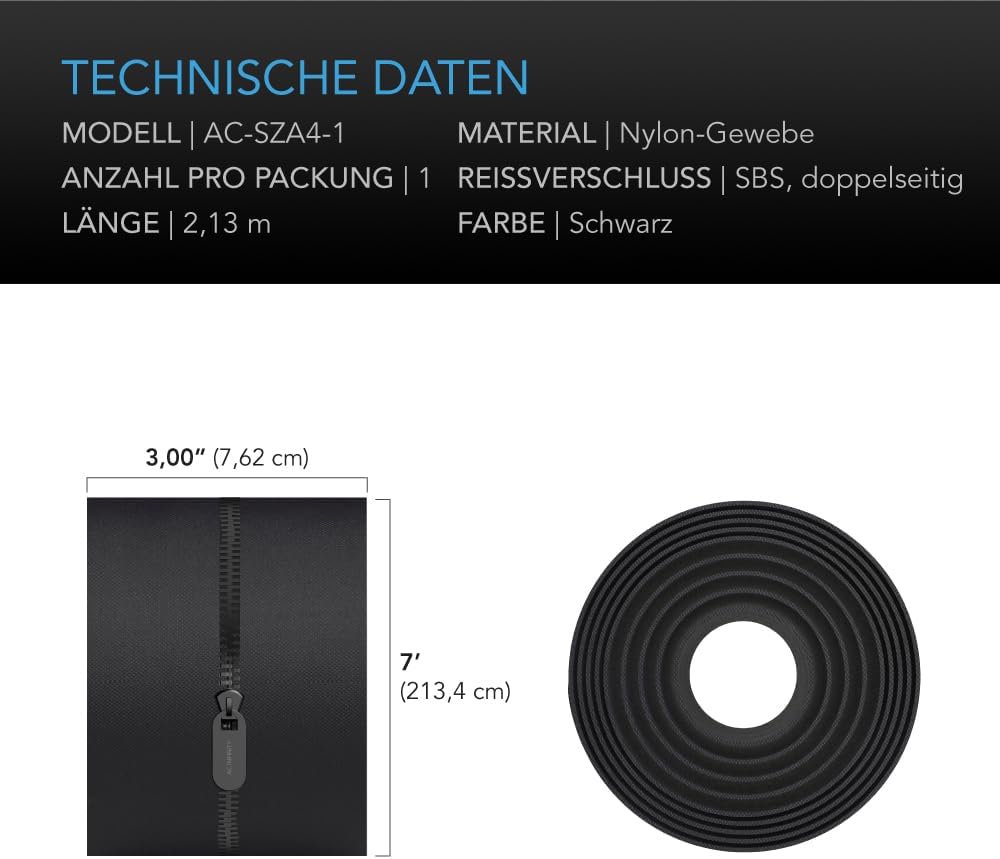 AC Infinity Peel & Stick Reissverschluss 2-Pack, 2,13 m × 7,6 cm, extra stabiler Staubschutz, doppel