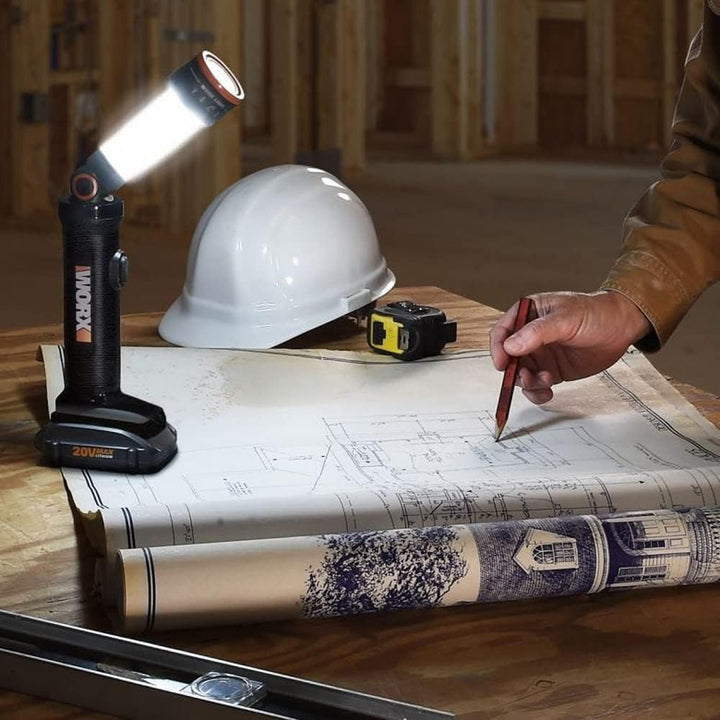 WORX WX027.9 LED Lampe 4-in-1 - aufladbare Multifunktions-Lampe - 20V - 120-510 Lumen für Camping, R