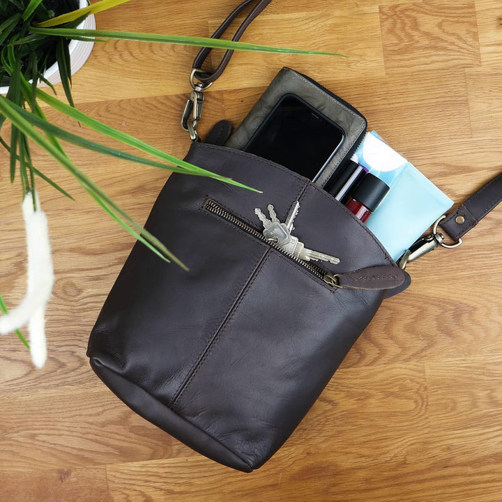 LECONI kleine Umhängetasche Damen Schultertasche Handtasche Freizeittasche Damentasche Ledertasche v