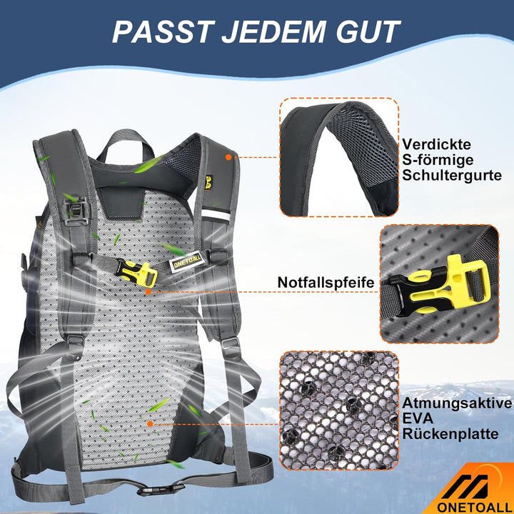 Diebstahlsicherer Wanderrucksack Damen 20L, Leichter Tagesrucksack Herren Klein, Wasserdichter Fahrr