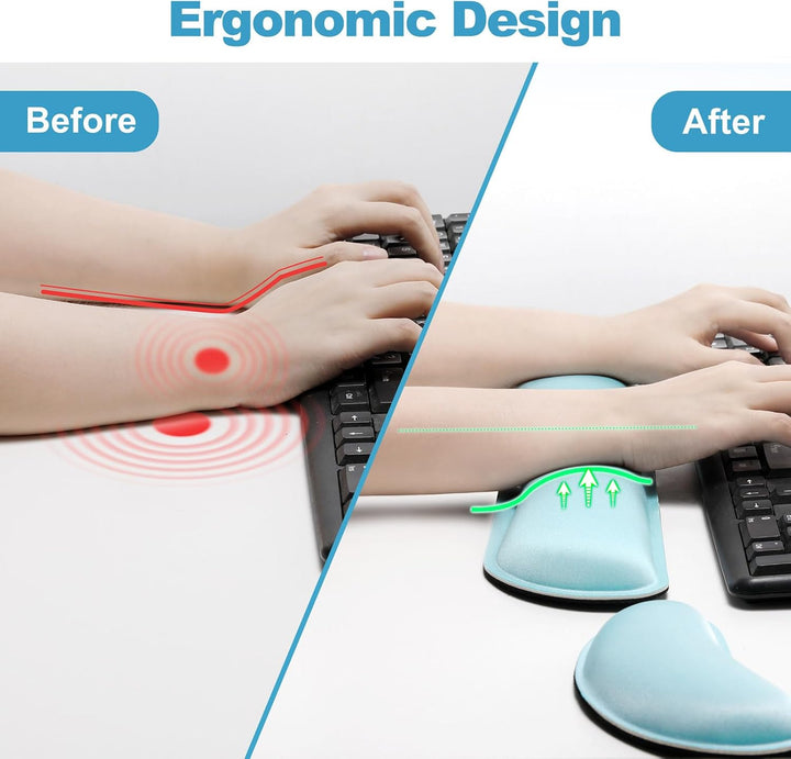 Gimars Vergrössertes Gel-Memory-Schaumstoff-Set, Tastatur-Handgelenkauflage, Maus-Handgelenkpolster,