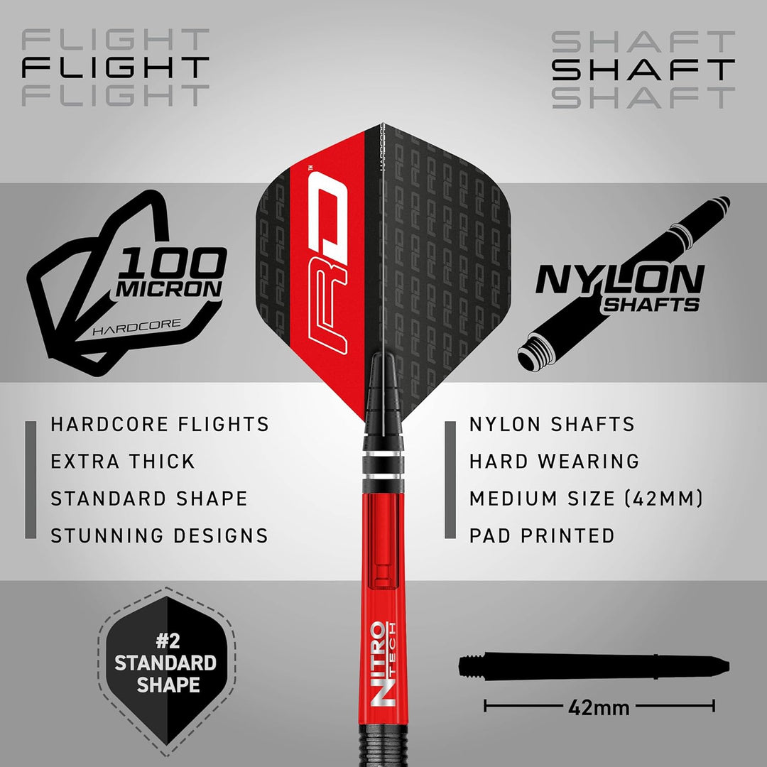 RED DRAGON Milano RS 21g, 22g, 23g, 24g oder 26g Tungsten Darts mit Flights und Schäfte 24.0 Gramm,