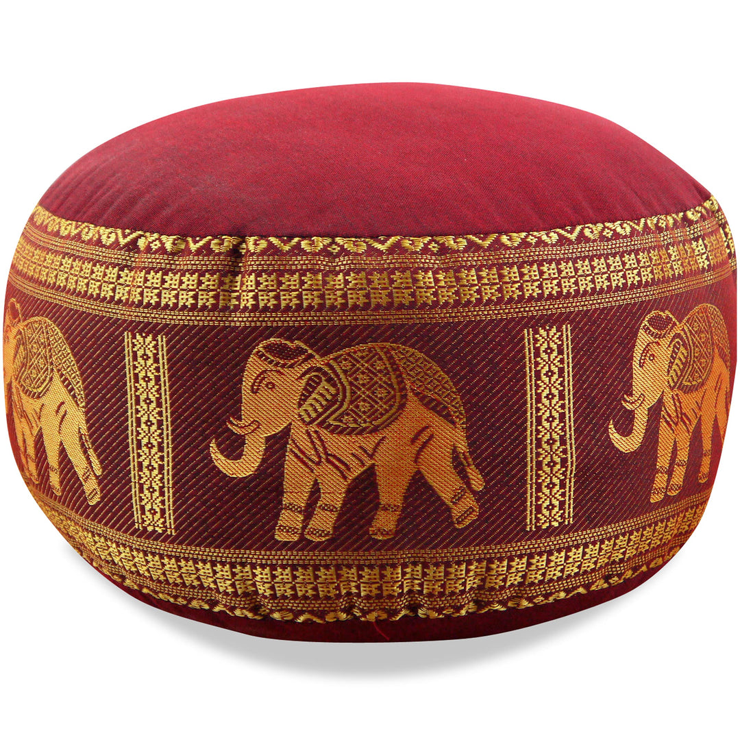 livasia Meditationskissen Thaiseide - Ø 32x20cm - Yogakissen klein mit Kapok, Pouf, Bodenkissen Yoga