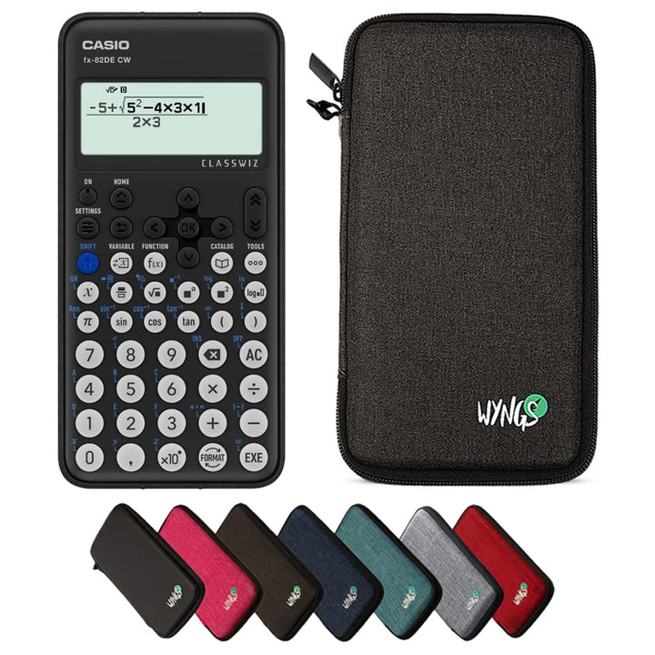 CALCUSO Sparpaket: Casio FX-82DE CW ClassWiz technisch-wissenschaftlicher Schulrechner + WYNGS Schut
