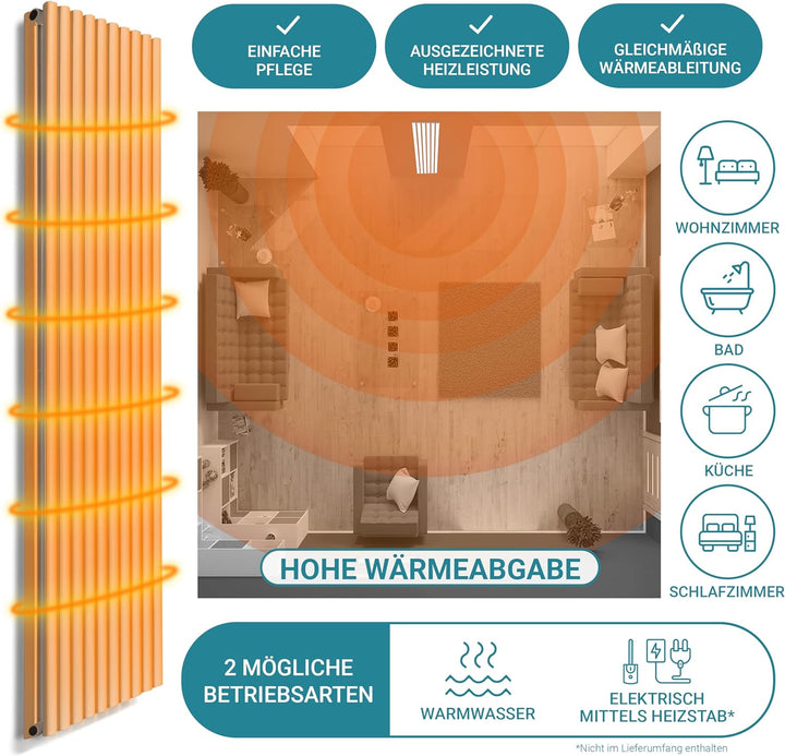 VILSTEIN Flachheizkörper, Paneelheizkörper einlagig, Mittelanschluss und Seitenanschluss, 1600x540 m