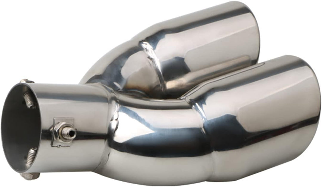 2.5" 63mm Einlass Doppelspitzen Schalldämpfer 3"Auslass Edelstahl Auto Heck Throat Doppelauspuff (Bi
