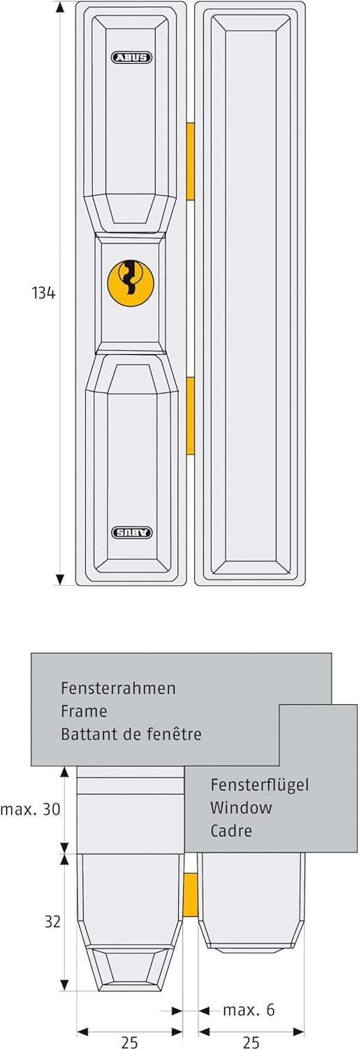 ABUS Fenster-Zusatzsicherung FTS88 - Fensterschloss mit 2 verkrallenden Stahlriegeln, verschiedensch