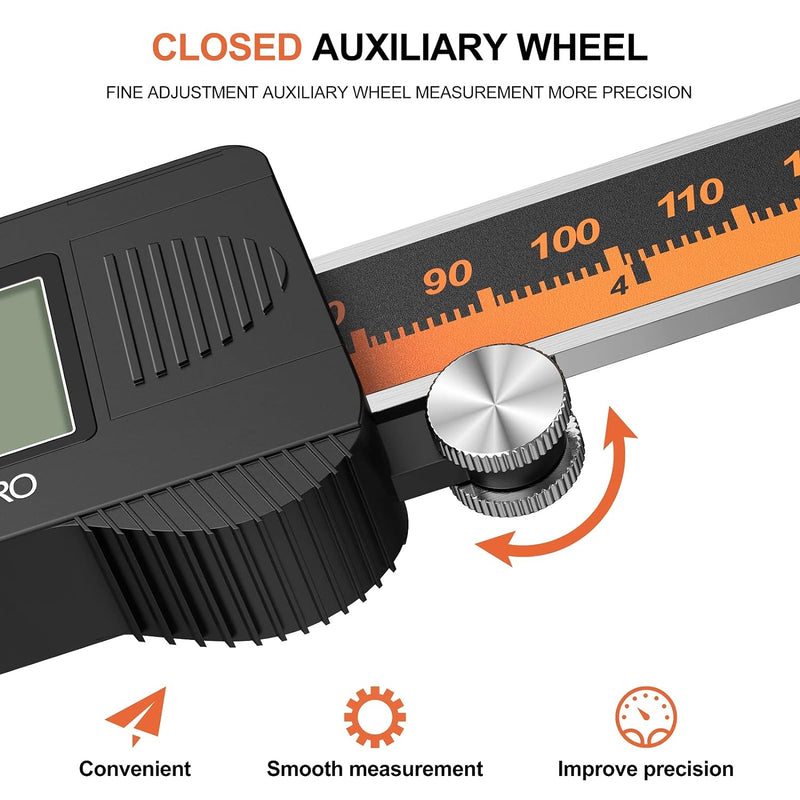 Digital Messschieber, 150mm / 6-Zoll Digitale Schieblehre mit grossem LCD-Display für Aussen-, Innen