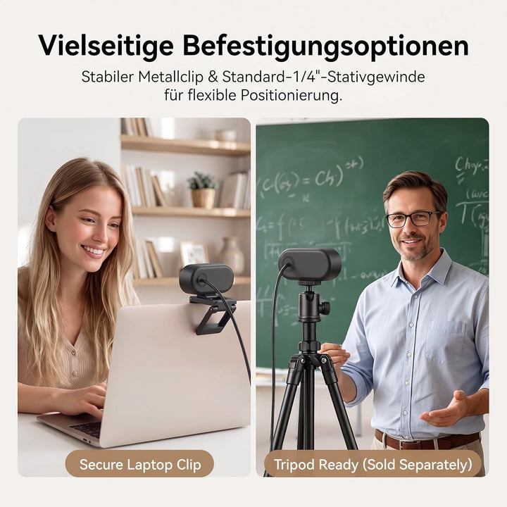 EMEET C100 Webcam 1080P, Fixfokus, 66° Sichtfeld, integriertes Mikrofon, Sichtschutzabdeckung, tragb