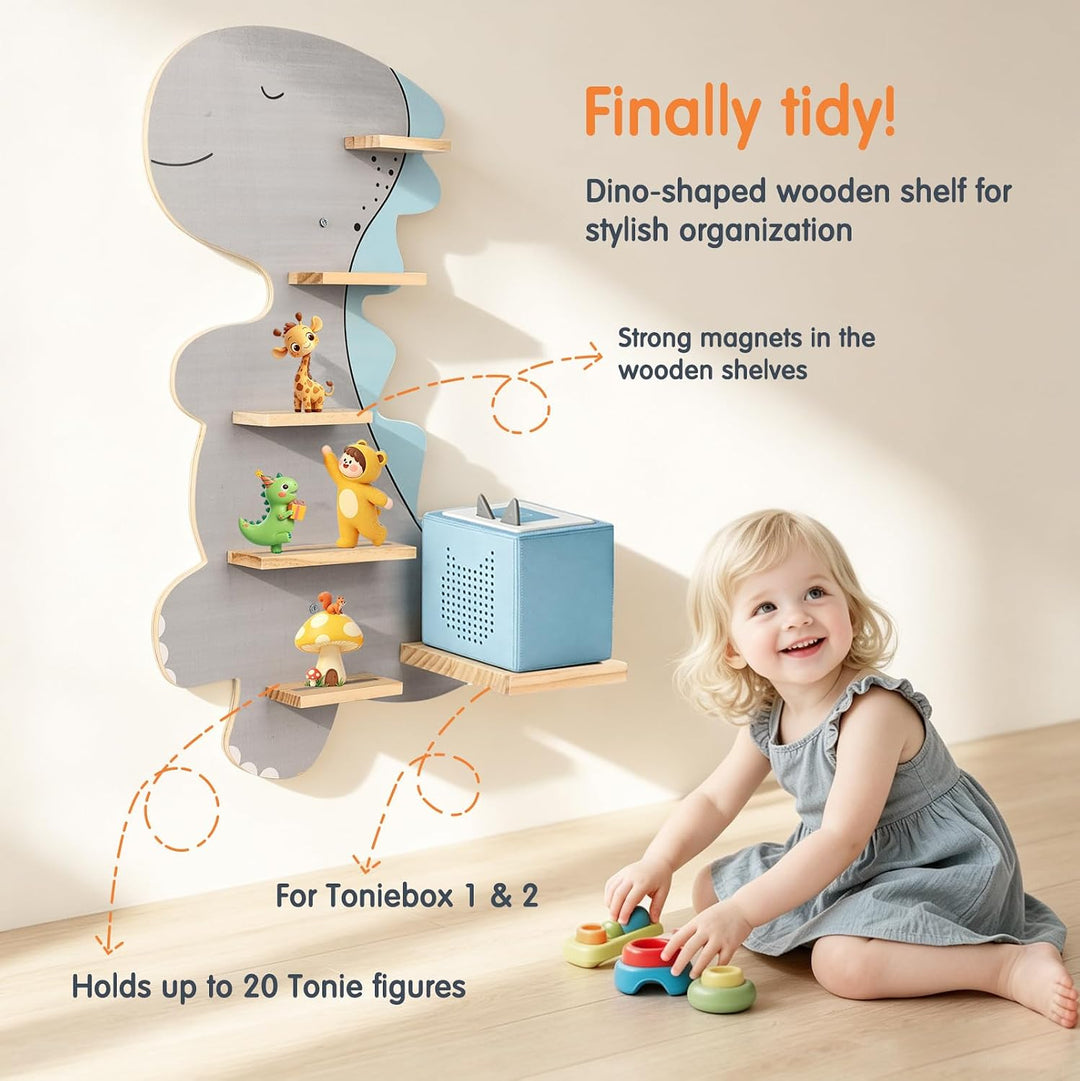 Magnetisch Regal für Tonie, Wand Regal für Toniebox/Tonie Figuren Aufbewahrung für Dino Motiv, Tonie