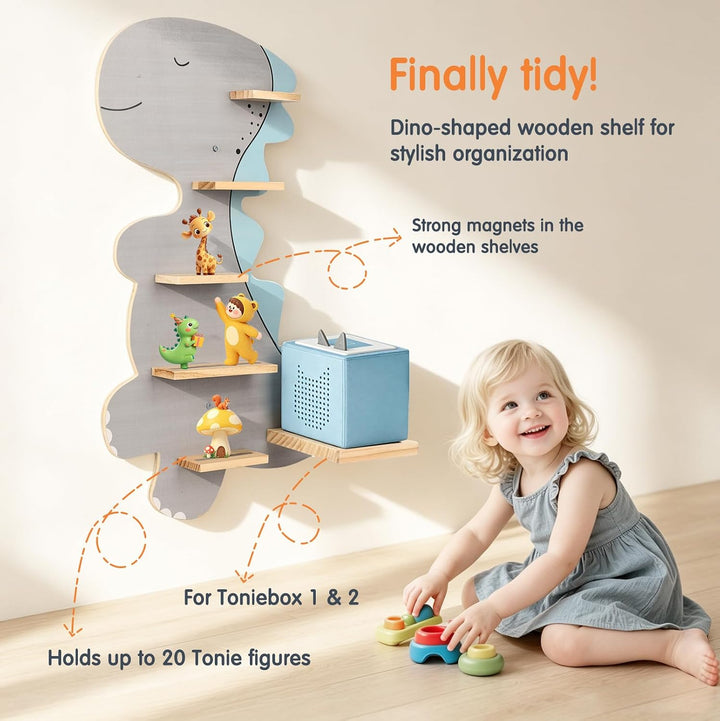 Magnetisch Regal für Tonie, Wand Regal für Toniebox/Tonie Figuren Aufbewahrung für Dino Motiv, Tonie