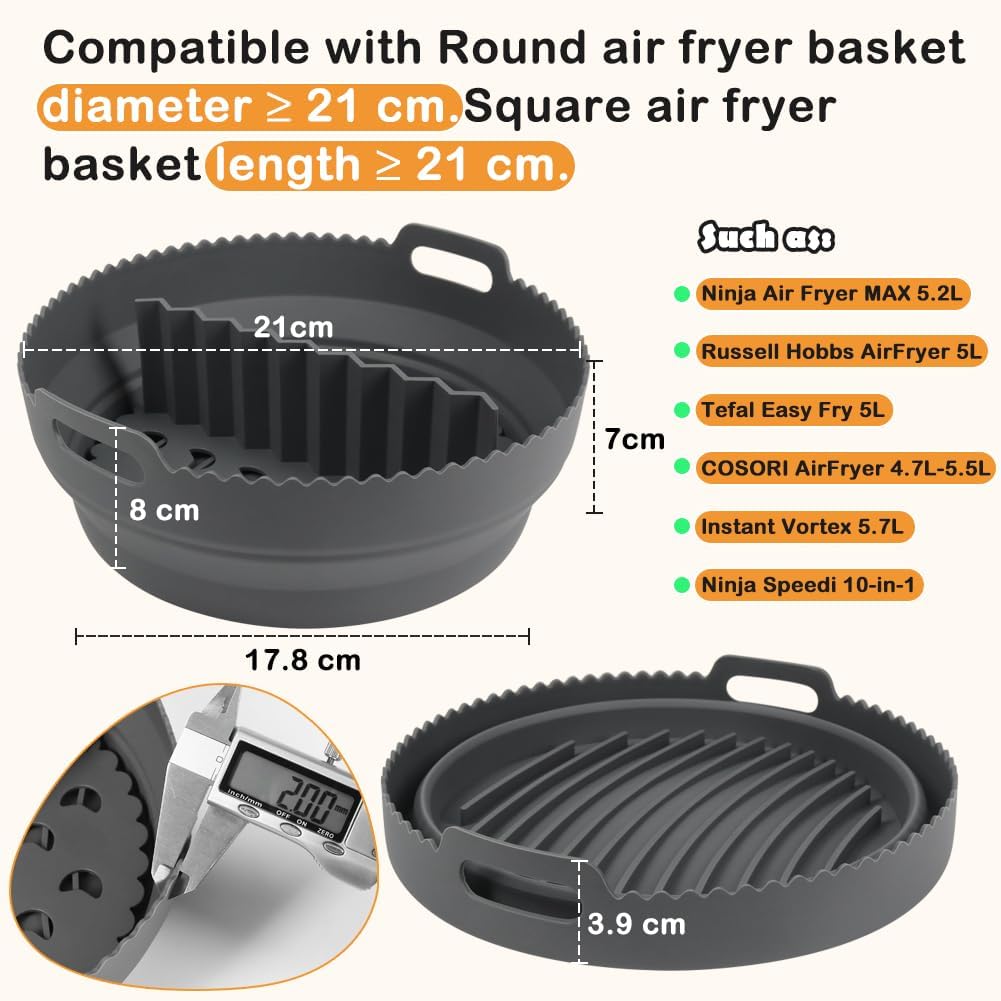 BYKITCHEN Airfryer Silikonform für Ninja Airfryer Max 5,2L AF160EU AF150EUCP, Airfryer Zubehör für C