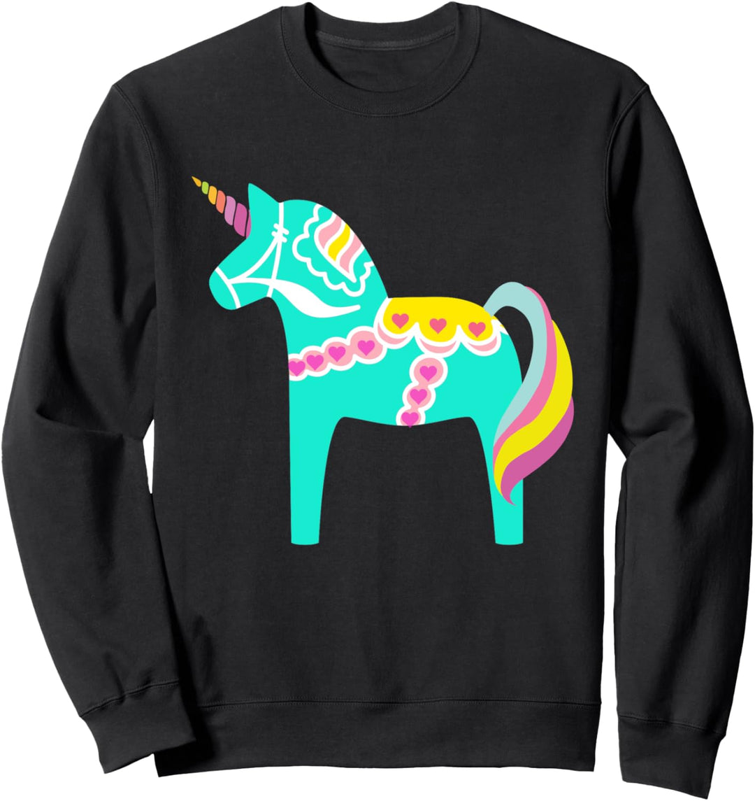 Dala Horse Einhorn Schwedisches Pferd Nordic Pastellgrün Sweatshirt