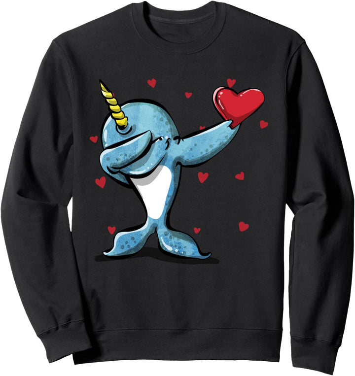 Tupfender Narwhal & Herz - Lustige Valentinestag Geschenke Sweatshirt